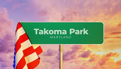 Road sign of Tahoma Park, MD